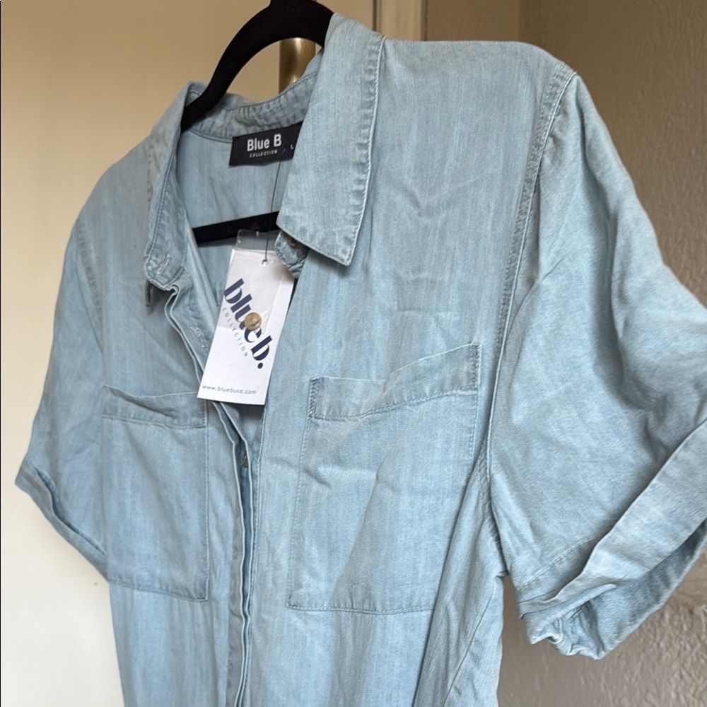NWT - Blue B - Light Blue Tencel Romper - Size L - Picture 6 of 9